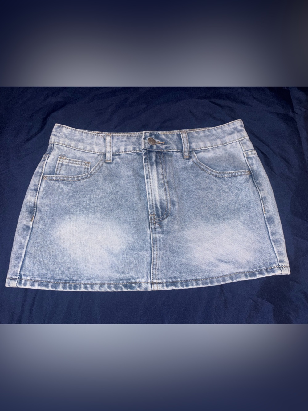 SHEIN Light Wash Blue Denim Mini Skirt